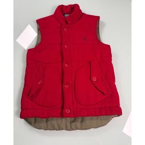 Polo Ralph Lauren Quilted Vest Mens M Red Sleeveless Classic Full Zip & Button